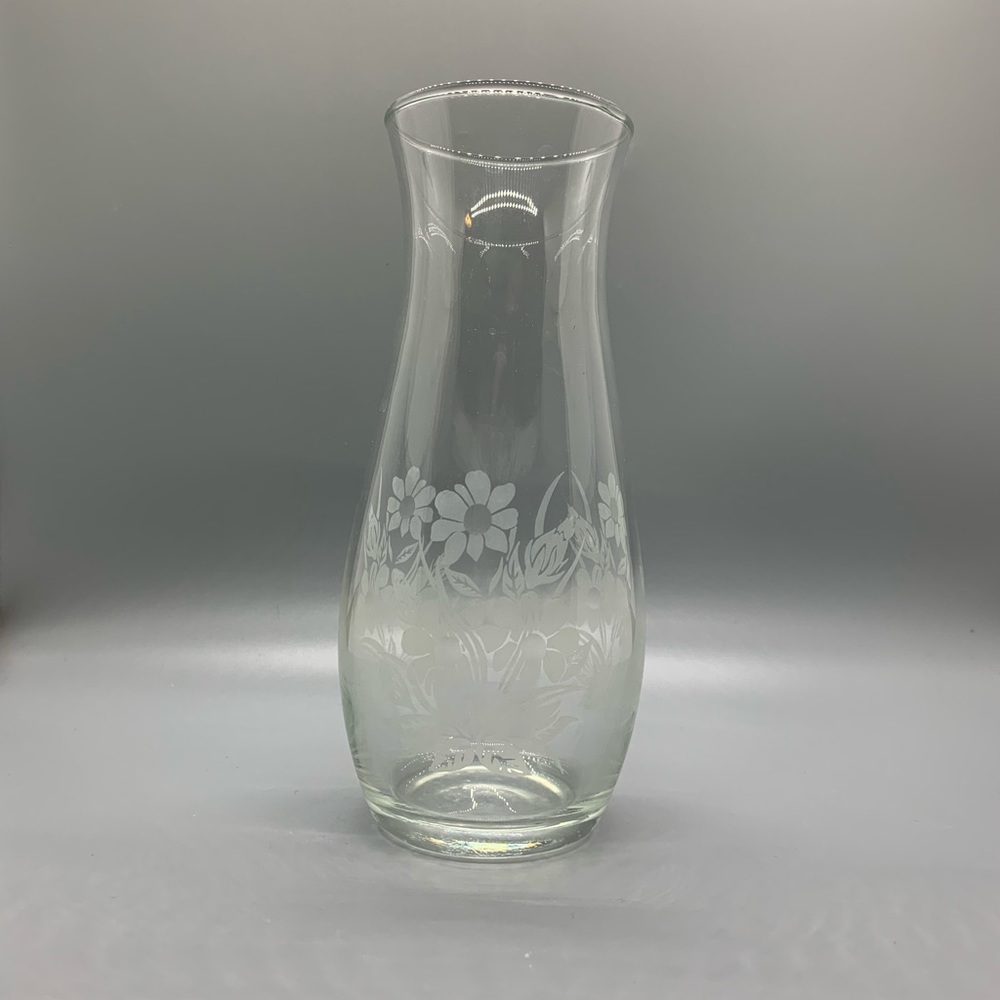 Flower etched vase